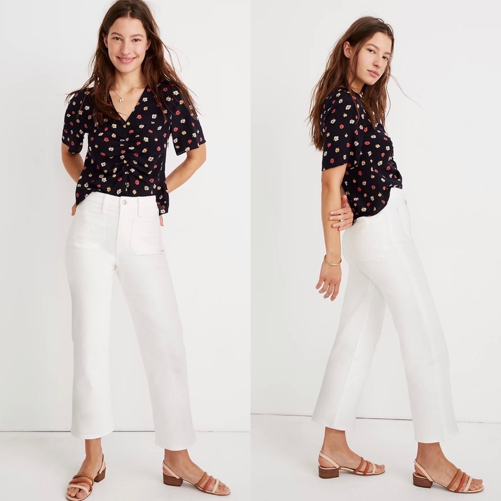 Madewell Slim Wide-Leg Tile White Jeans Size 25